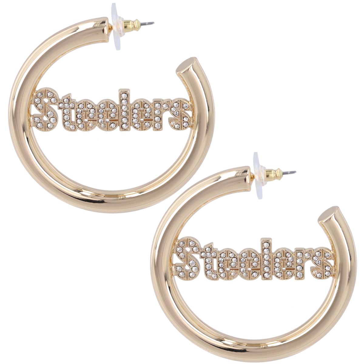 BaubleBar Pittsburgh Steelers Logo Large Hoop Earrings - 22197479 | HSN