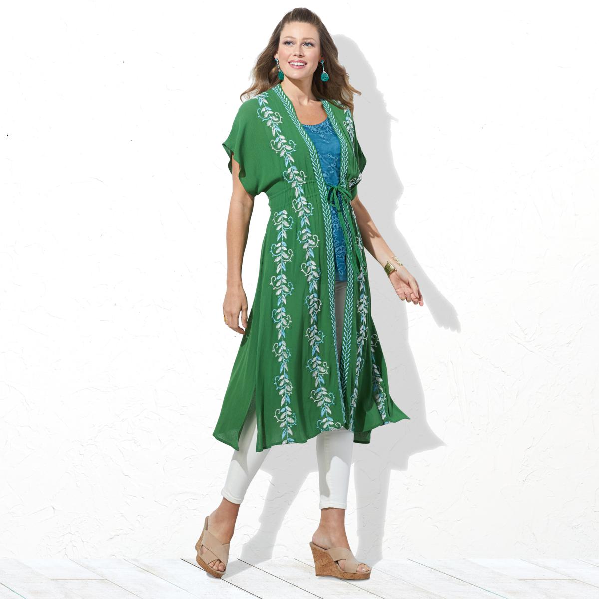 (HSN) Curations Embroidered Gauze Kaftan