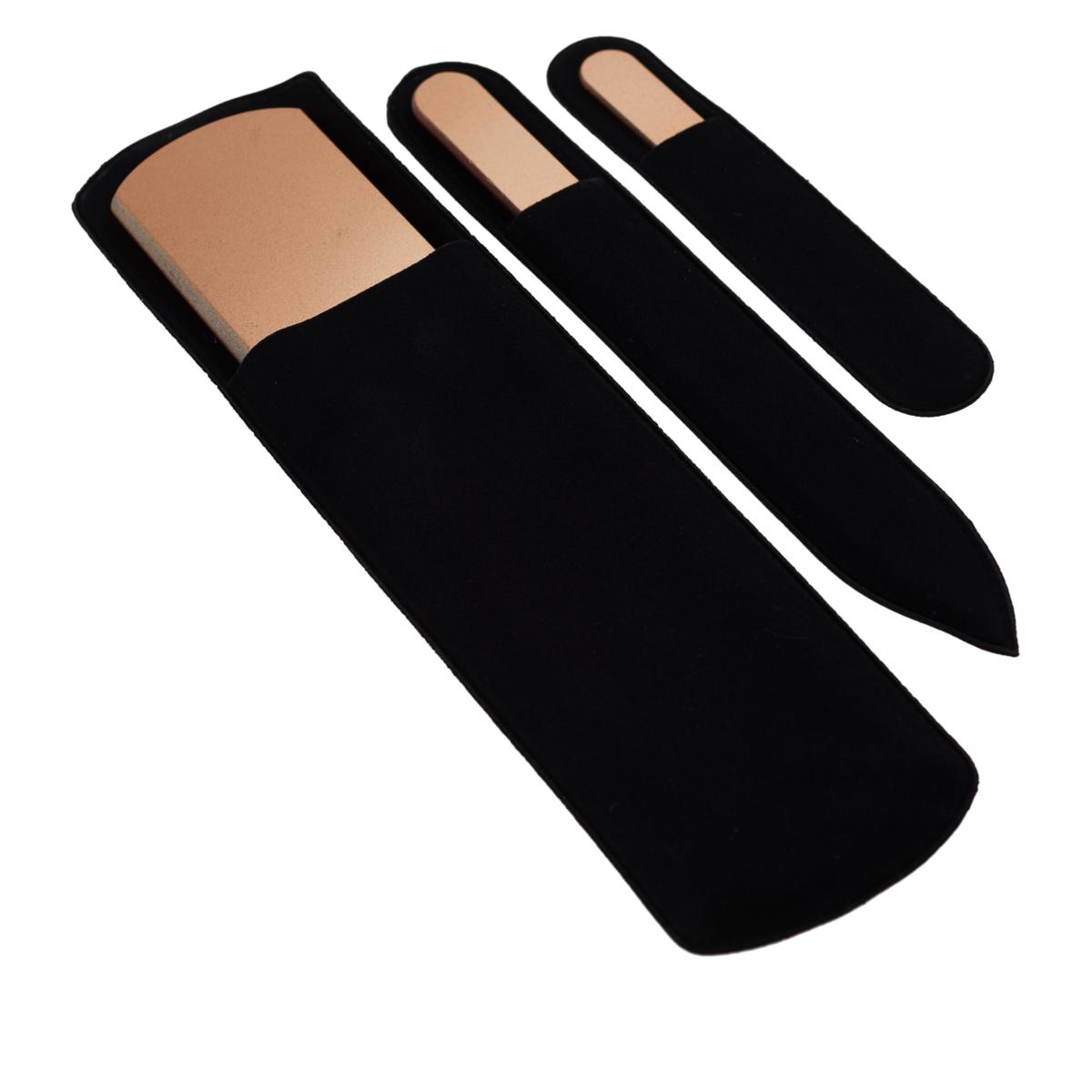 (HSN) Regine Czech Glass 3piece Gold Nail File Set