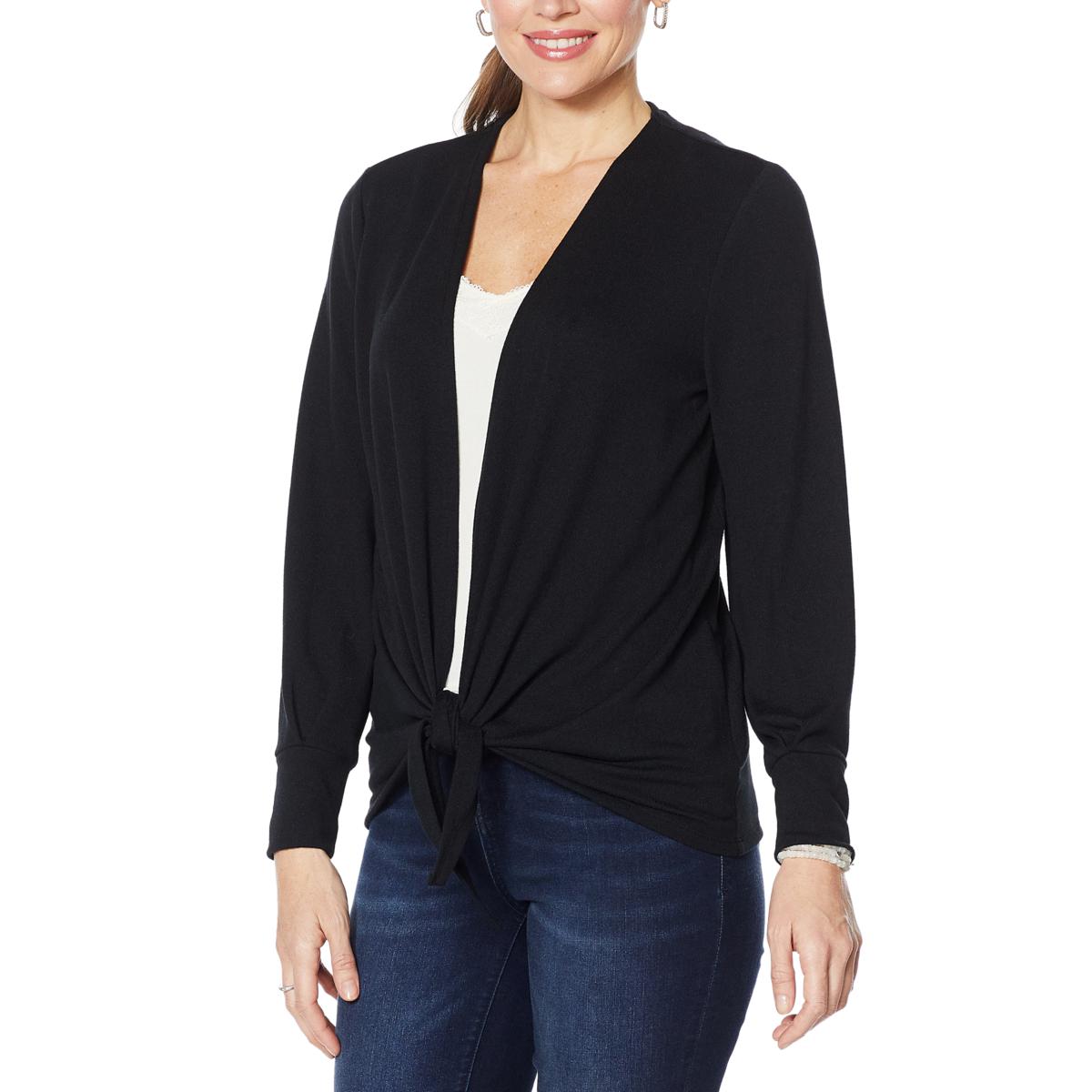 (HSN) Colleen Lopez Tie-Front Sweater Knit Topper – TVShoppingQueens