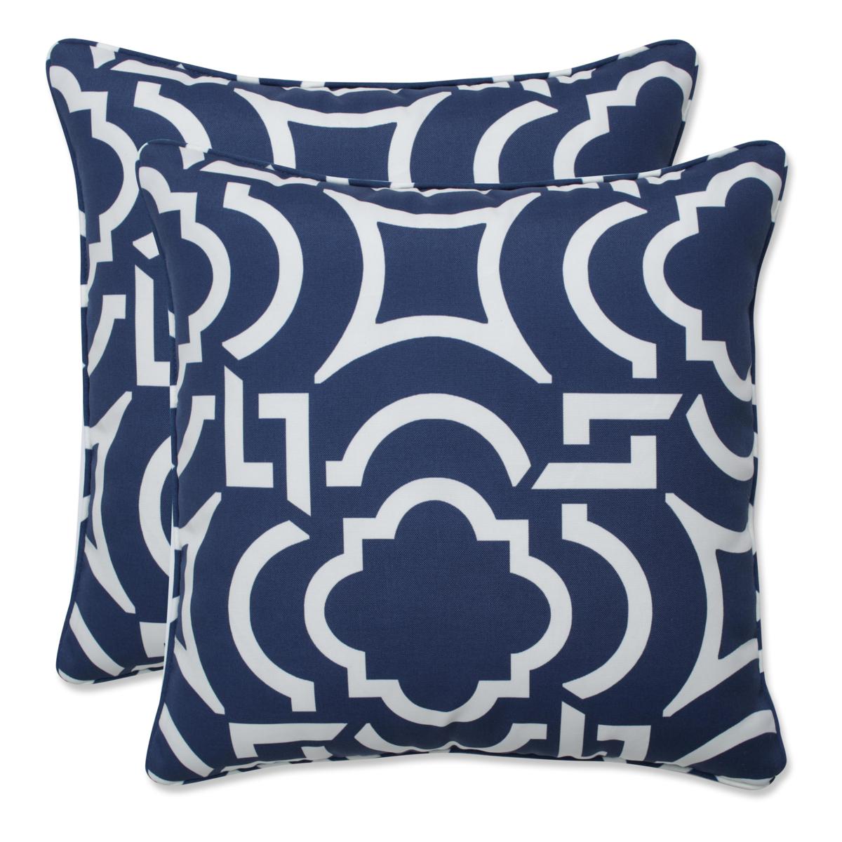 Pillow Perfect Set of 2 Outdoor 18.5" Throw Pillows Carmody Navy