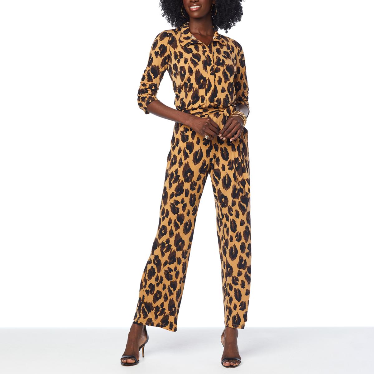 IMAN Global Chic Belted HiddenButton Jumpsuit 20112929 HSN