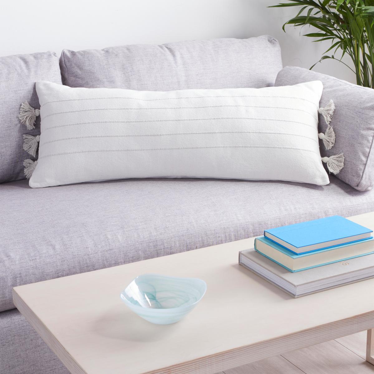 Clover by Jo 14" x 35" Stripe Tassel Cotton Pillow 20286289 HSN