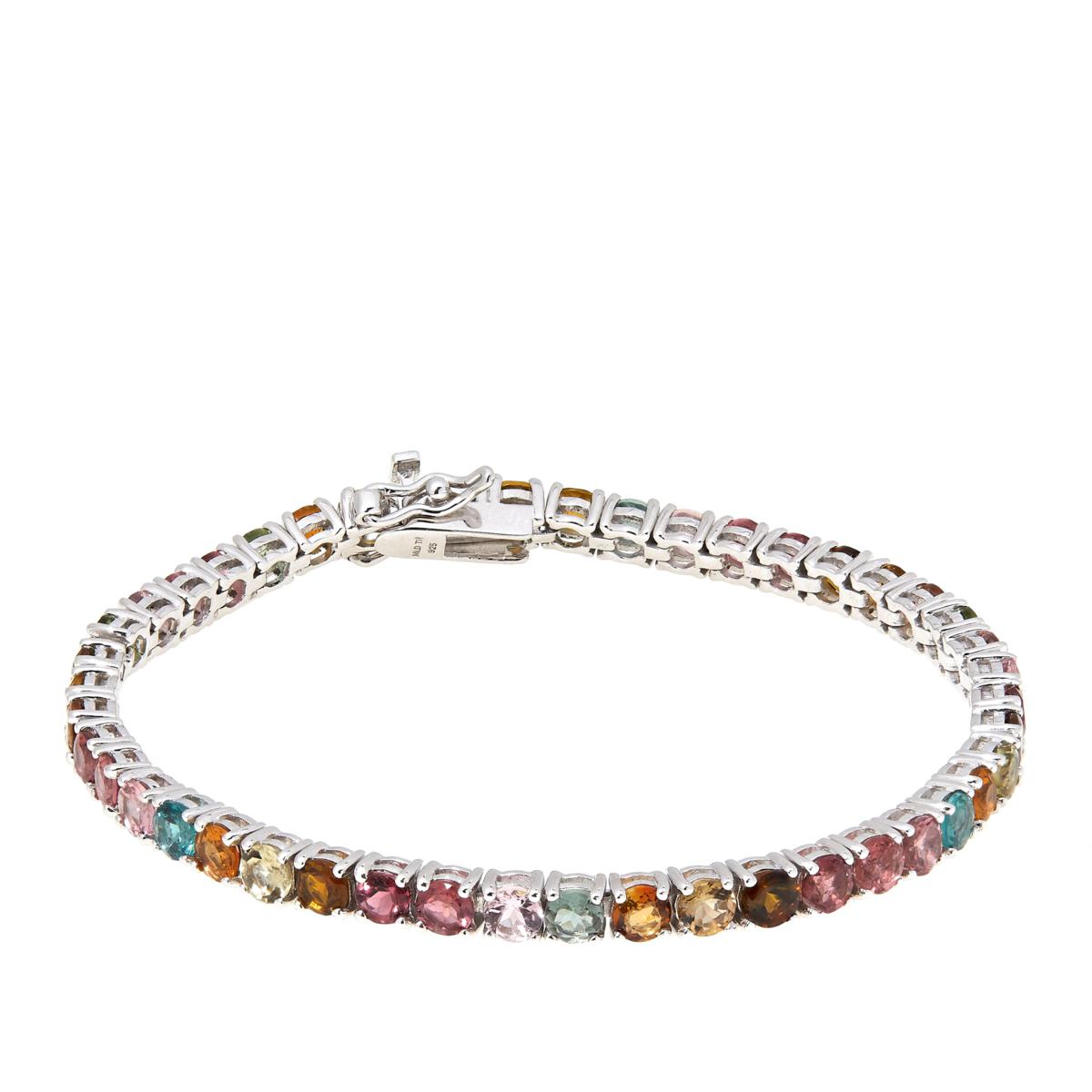 Rarities Multicolor Tourmaline Sterling Silver Tennis Bracelet