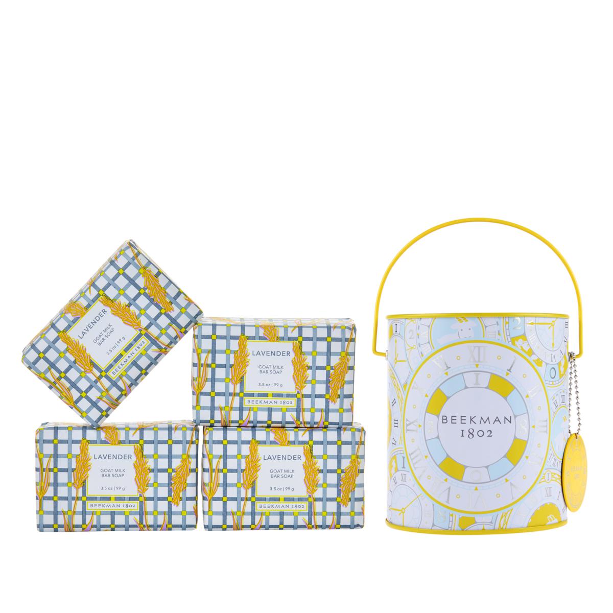 Beekman 1802 4pack Goat Milk Bar Soap in Decorative Pail 10088423 HSN
