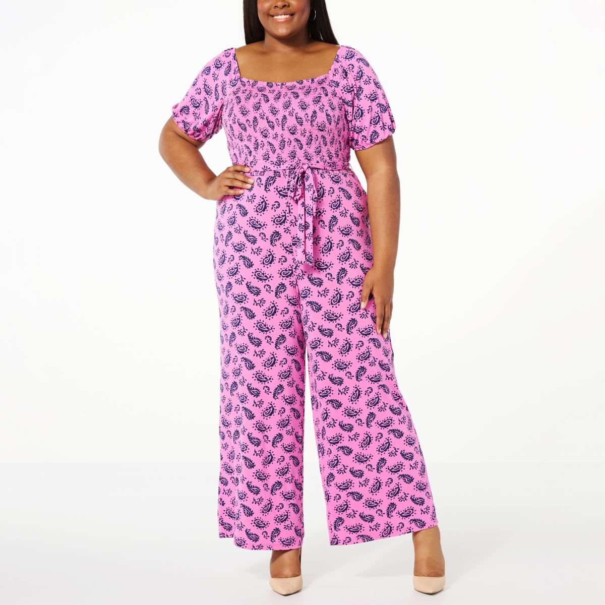 Colleen Lopez Smocked Waist Jumpsuit 20656604 HSN