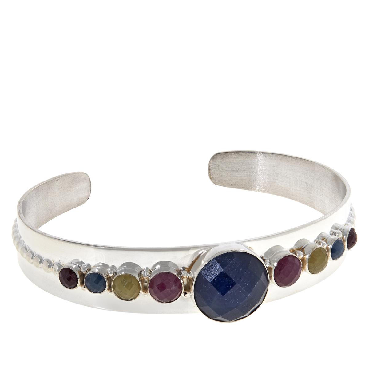 Jay King Sterling Silver Multicolor Multi-Sapphire Cuff Bracelet ...