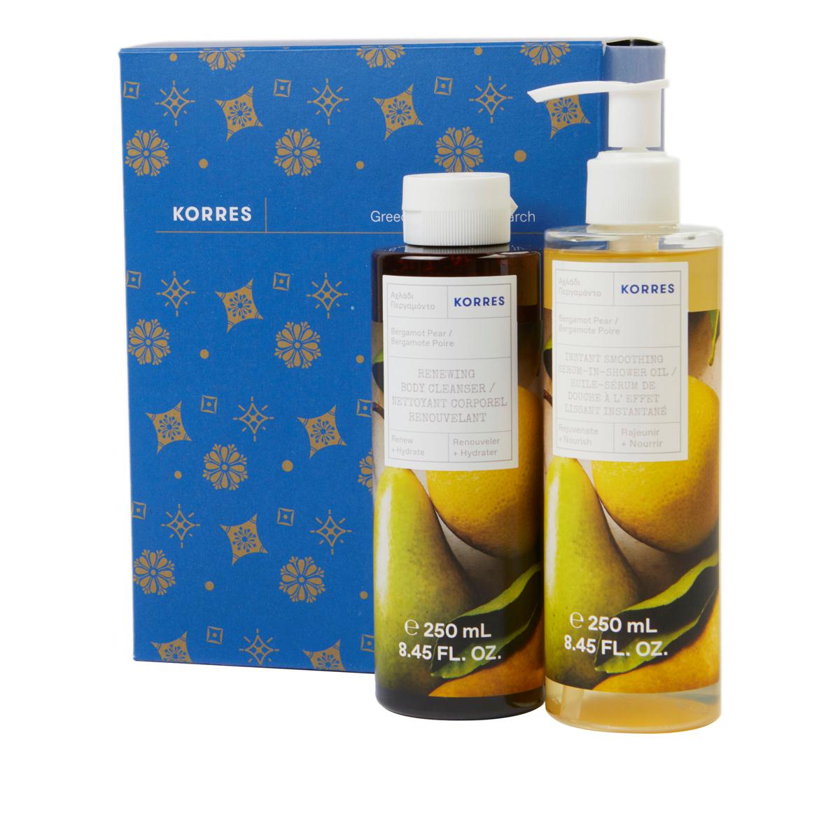 Korres Holiday Bergamot Pear Body Cleanser & Shower Oil Set w/Gift Box