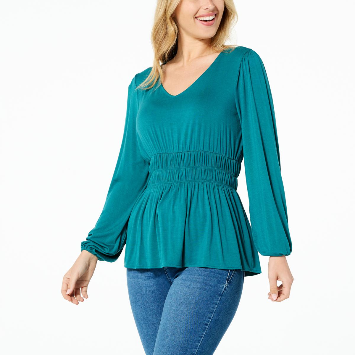 IMAN Global Chic Knit Peplum Top 20679606 HSN