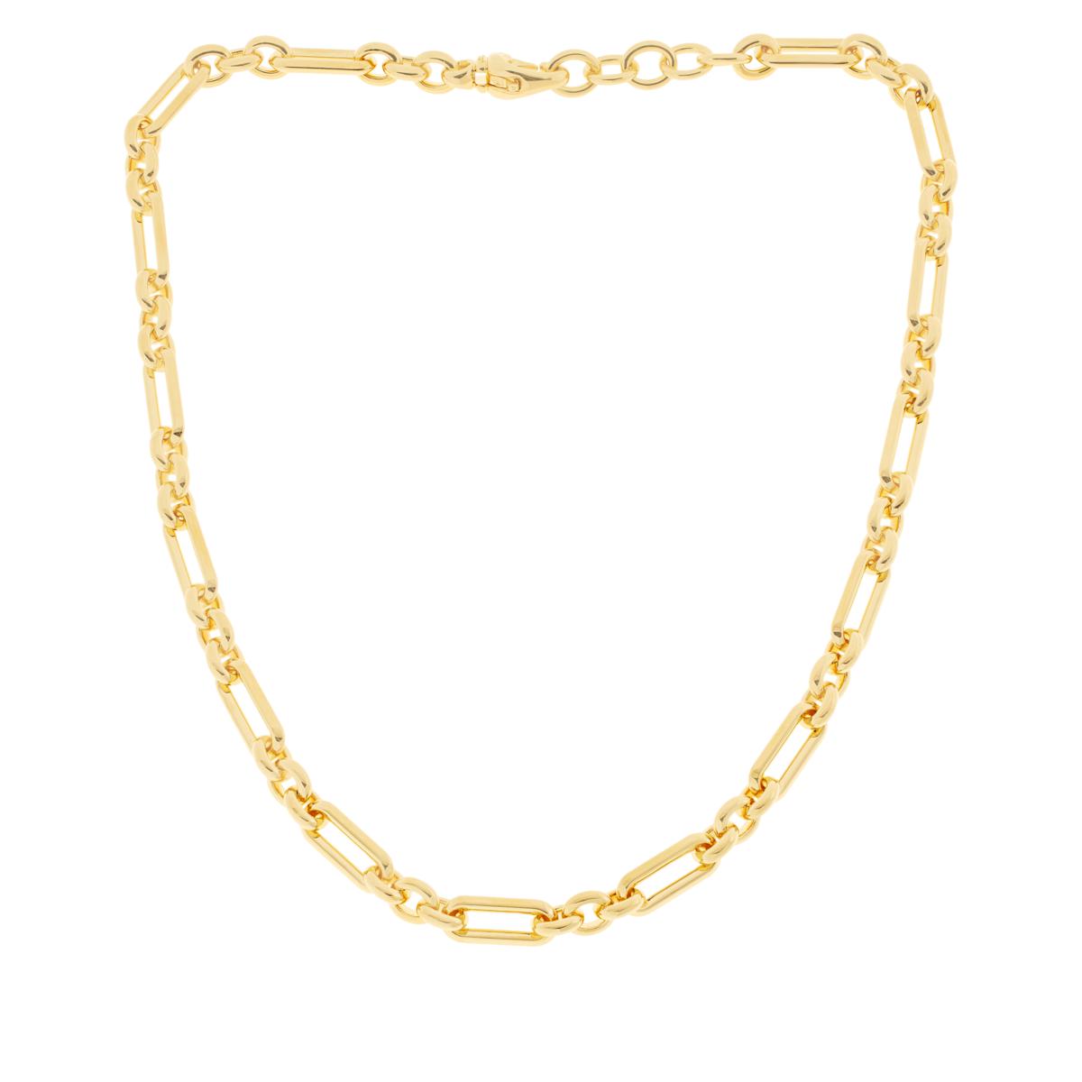 Soave Oro 14K Gold Electroform Alternating Link Necklace 20738719 HSN