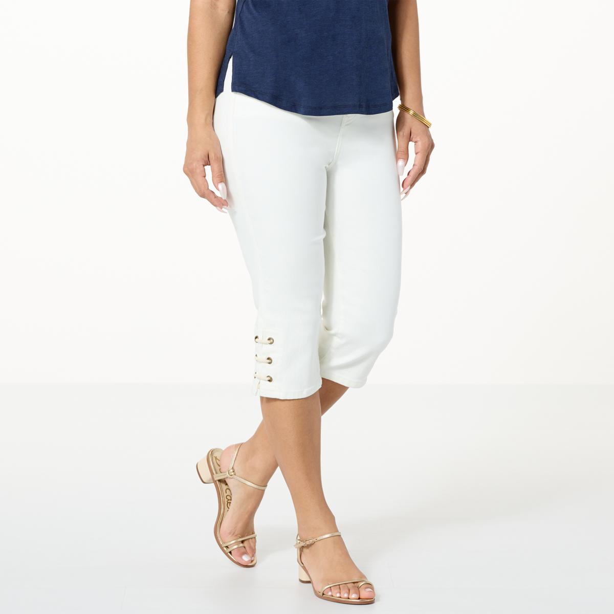 DG2 by Diane Gilman Virtual Stretch Denim LacedHem Pedal Pusher 20742780 HSN