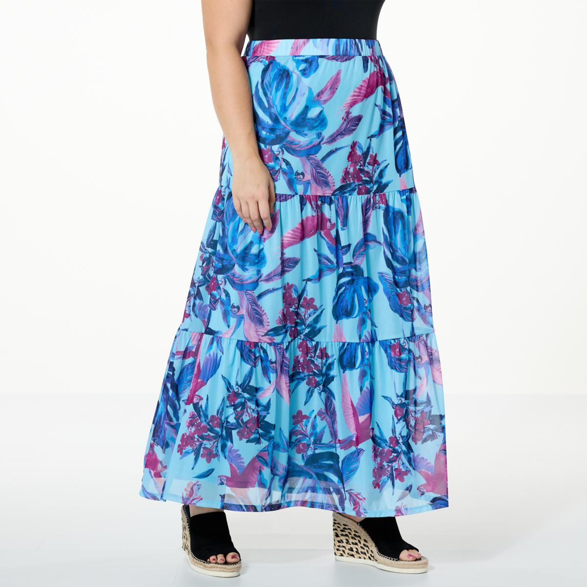 G by Giuliana Printed Aria Mesh Knit Tiered Maxi Skirt - 20745115 | HSN