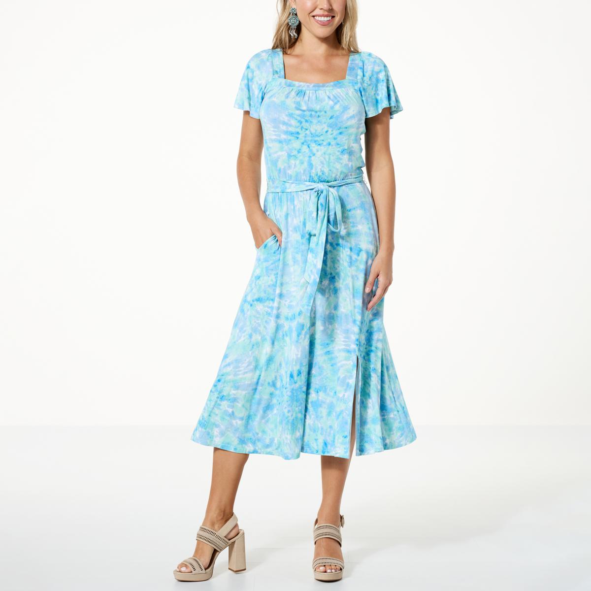 Colleen Lopez FlutterSleeve Midi Dress with Pockets 20746377 HSN