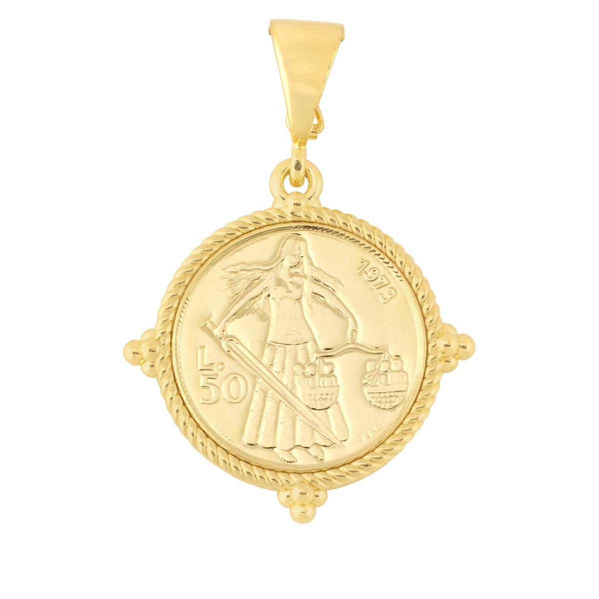 Bellezza San Marino 50 Lira Coin Bronze Enhancer Pendant - 20775775 | HSN