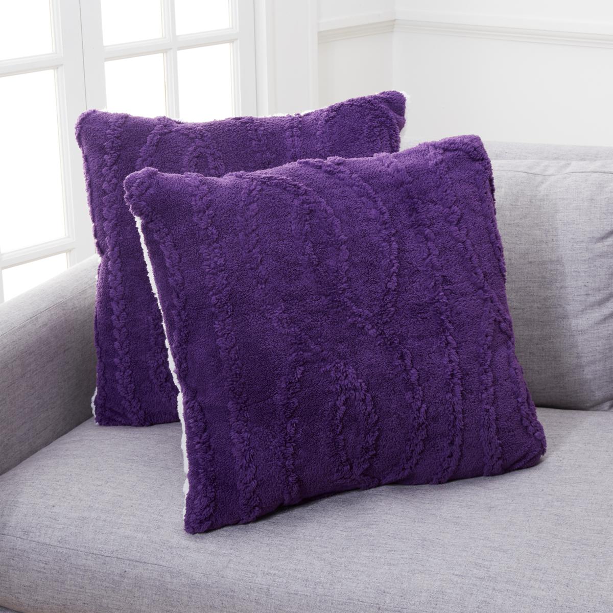 Warm & Cozy Sherpa Cable Knit 2pk Decorative Pillows 20852246 HSN