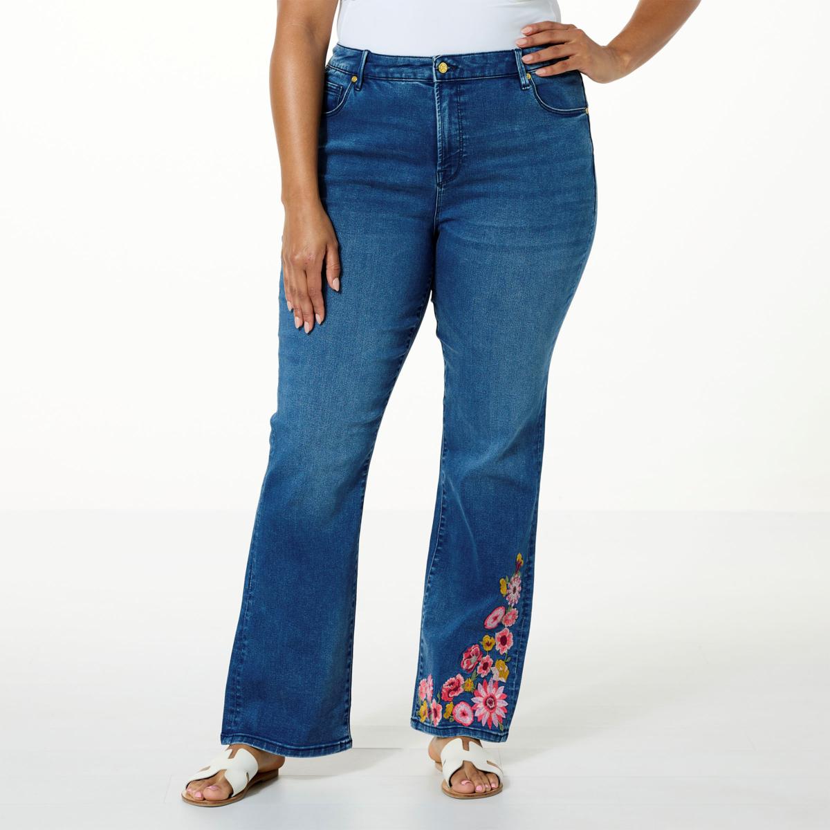 Iman Global Chic Embroidered Bootcut Jean 20852723 Hsn