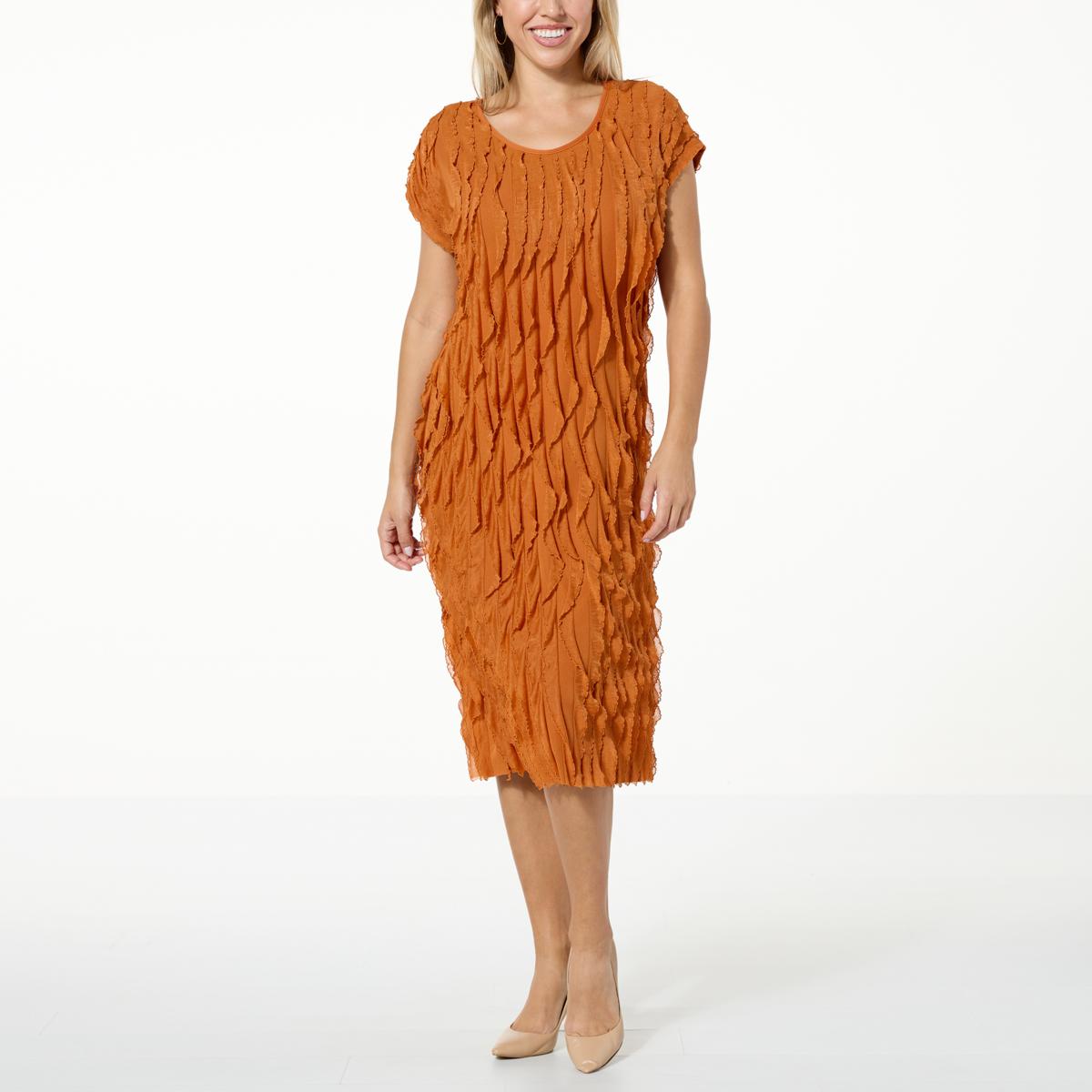Antthony Cap-Sleeve Ruffled A-Line Shift Dress - 20923863 | HSN