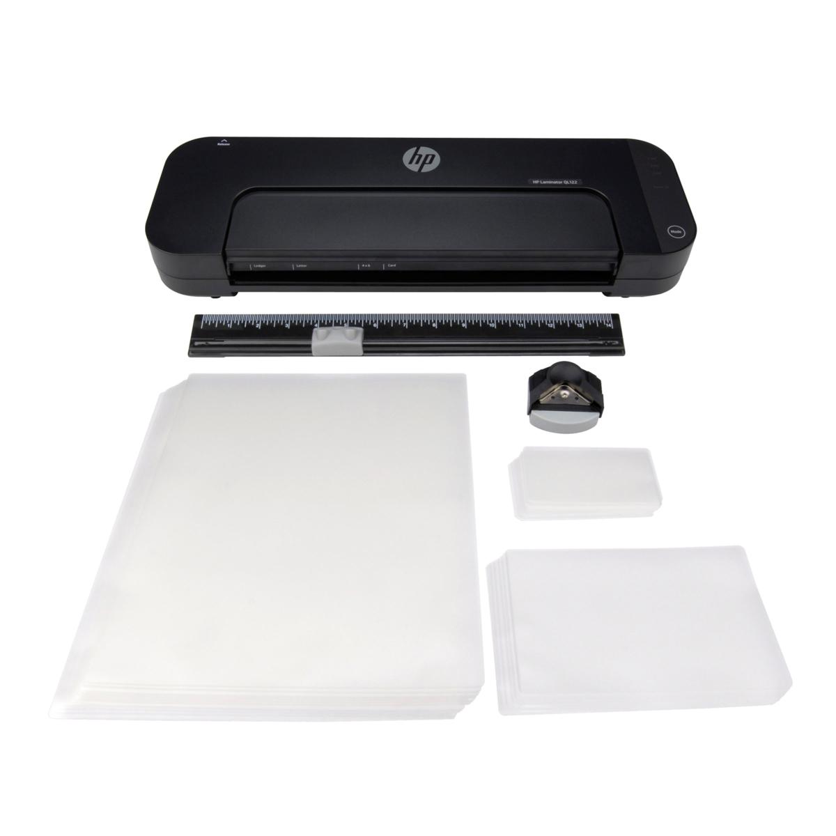 HP QL122 Laminator Bundle w/Bonus Trimmers & 155 Laminating Pouches