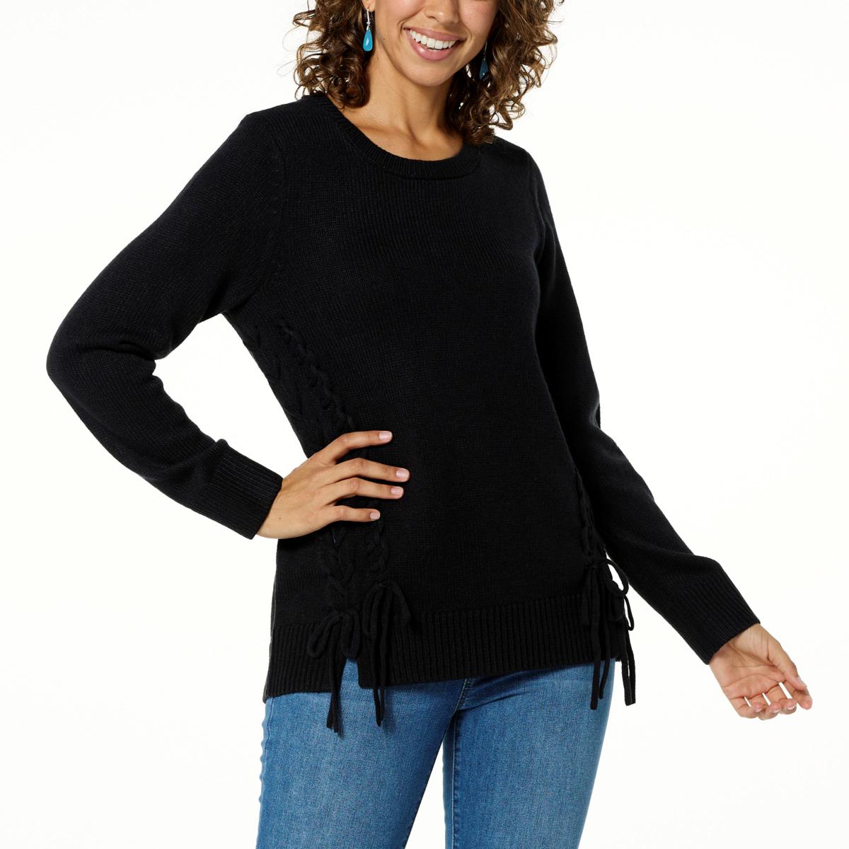 Colleen Lopez Pullover Sweater with Lace-up Seams - 20961947 | HSN