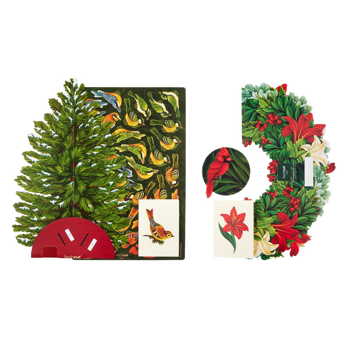 Freshcut Paper Set Of 2 Holiday Pop Up Cards Tree And Wreath 21491424 Hsn