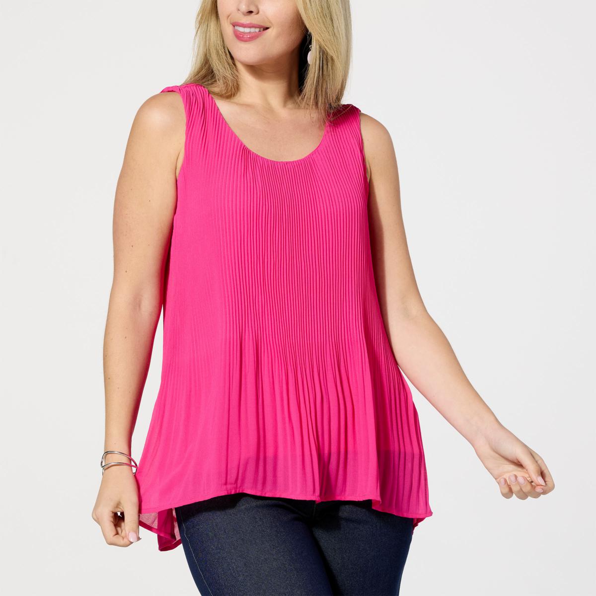 Women Casual Top Women's Plus Size Cami Top - Pleated Chiffon Tank