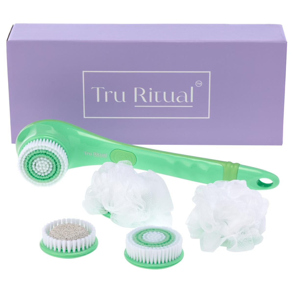 Tru Ritual Cleansing & Exfoliating Body Brush w/Brush Heads & Gift Box ...