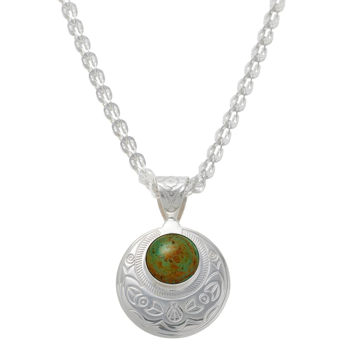 Jay King Sterling Silver Tyrone Turquoise Oval Pendant With Rope Chain