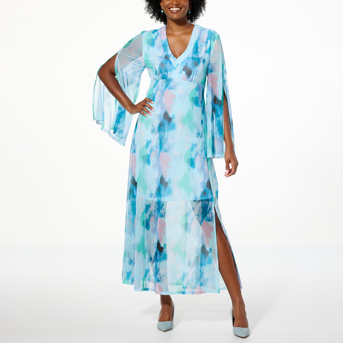 Curations x Nicole Hickl Printed Chiffon Maxi Dress - 22326471 | HSN