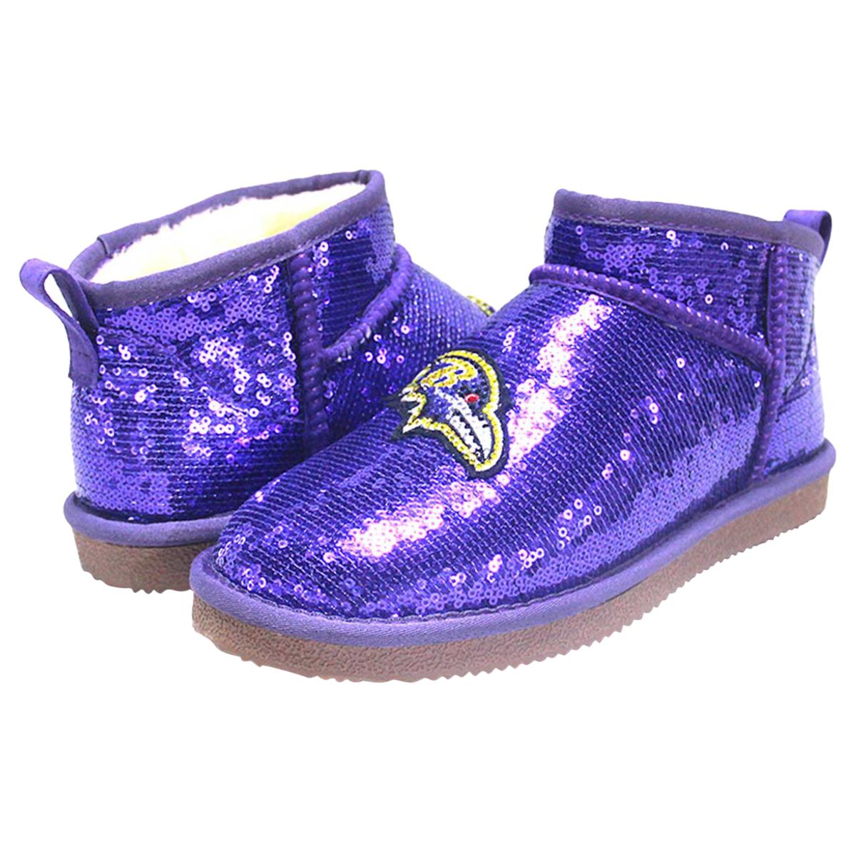 Officially Licensed NFL Sequin Faux Fur Lined Ankle Boot by Cucé Shoes