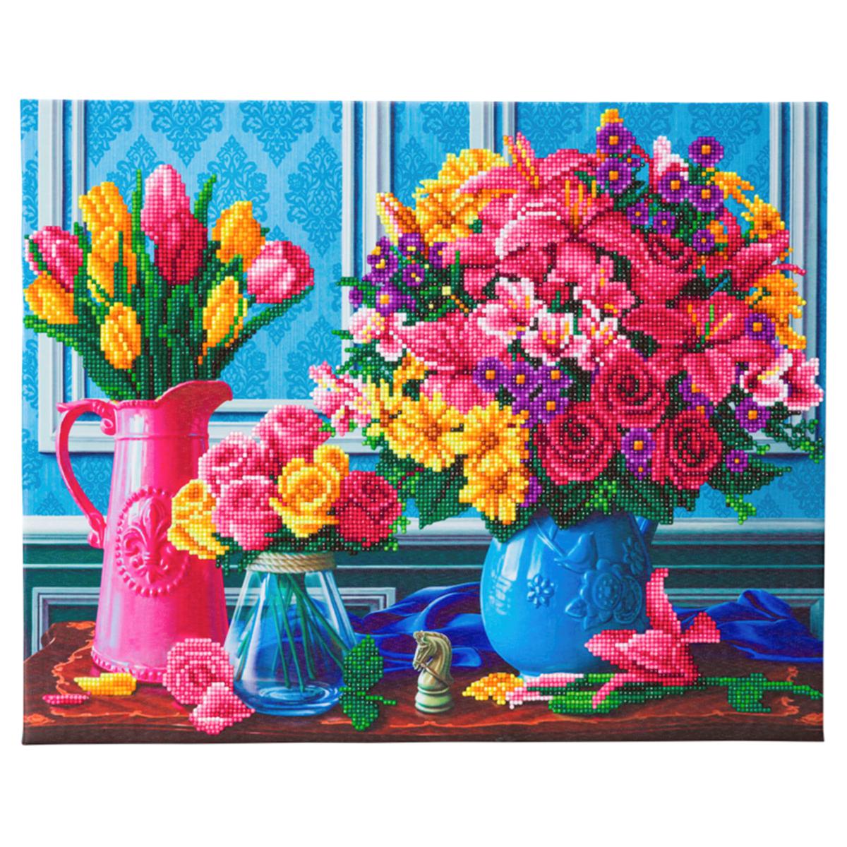 Craft Buddy Beautiful Bloom Crystal Art Canvas Kit in Wooden Frame