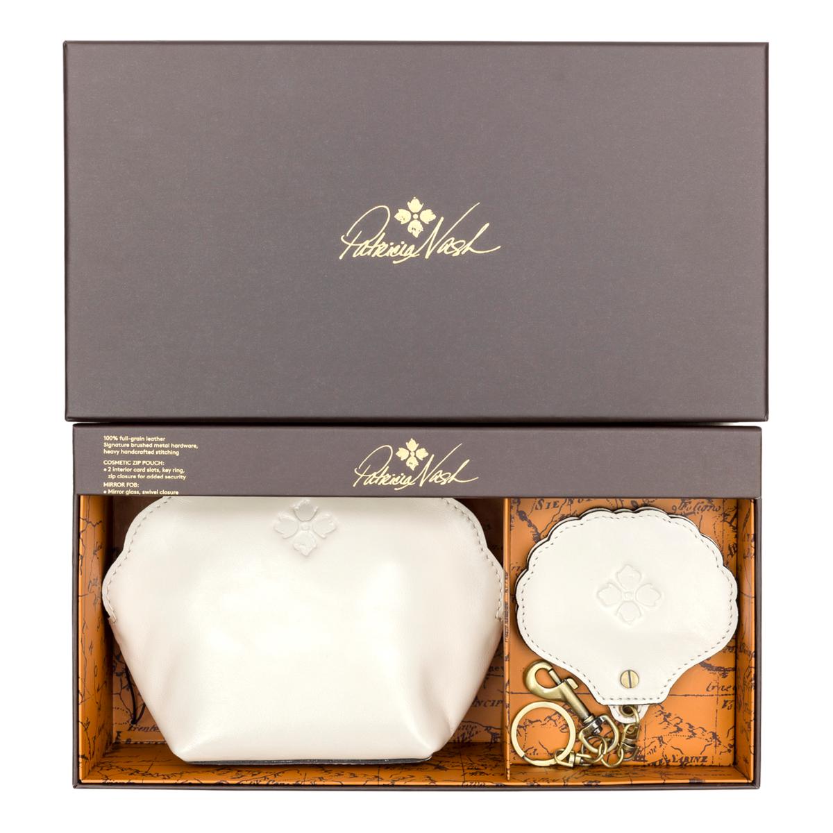 Patricia Nash Bellisara Leather ZipPouch & Lilla Mirror Fob Gift Set