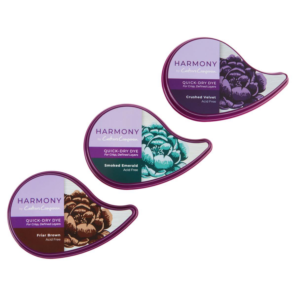 Crafter's Companion Harmony QuickDry Ink Pads 3piece Set 22504222 HSN