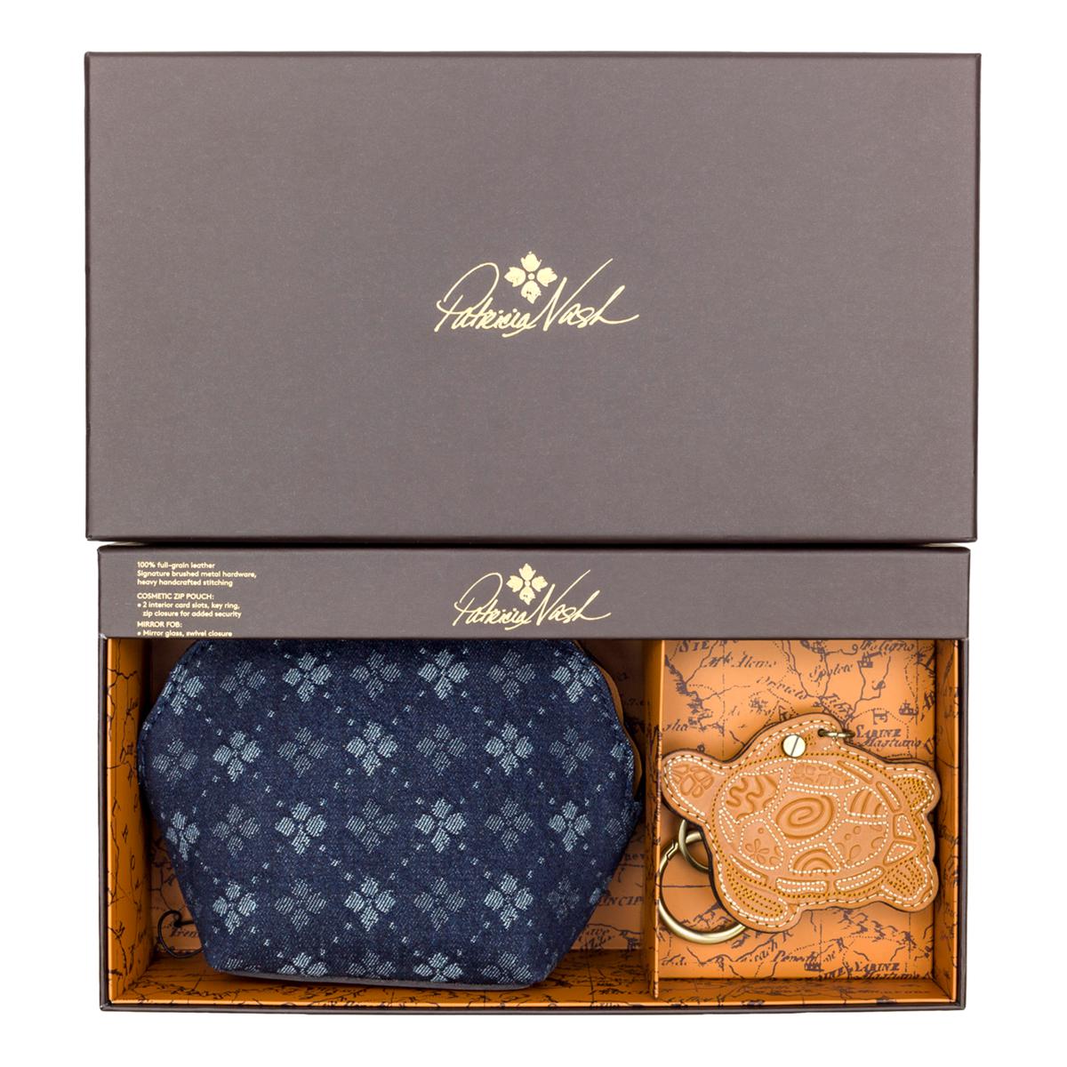 Patricia Nash Bellisara Leather ZipPouch & Mirror Fob Gift Set