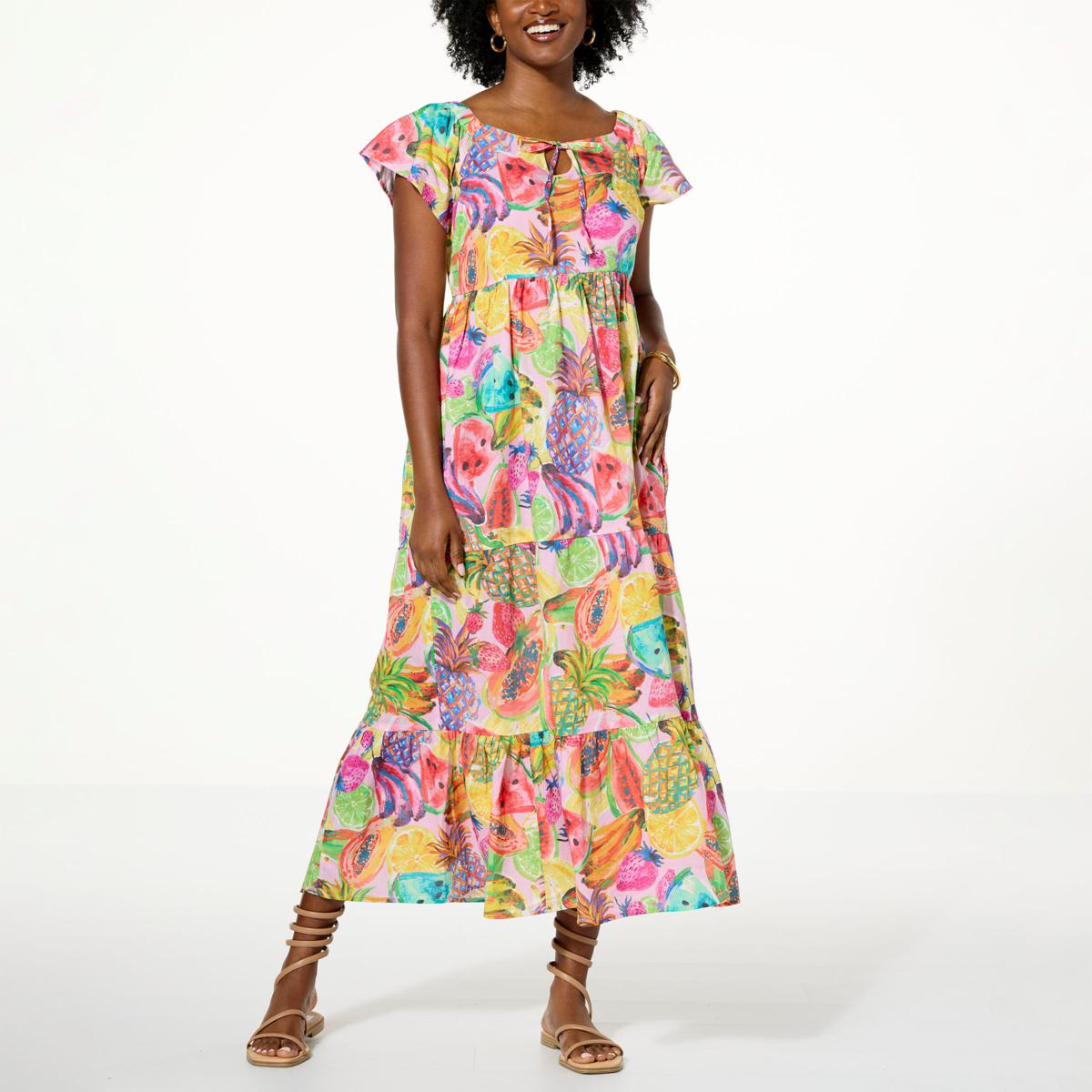 Antthony Printed Cotton Gauze Tiered Maxi Dress - 22654479 | HSN