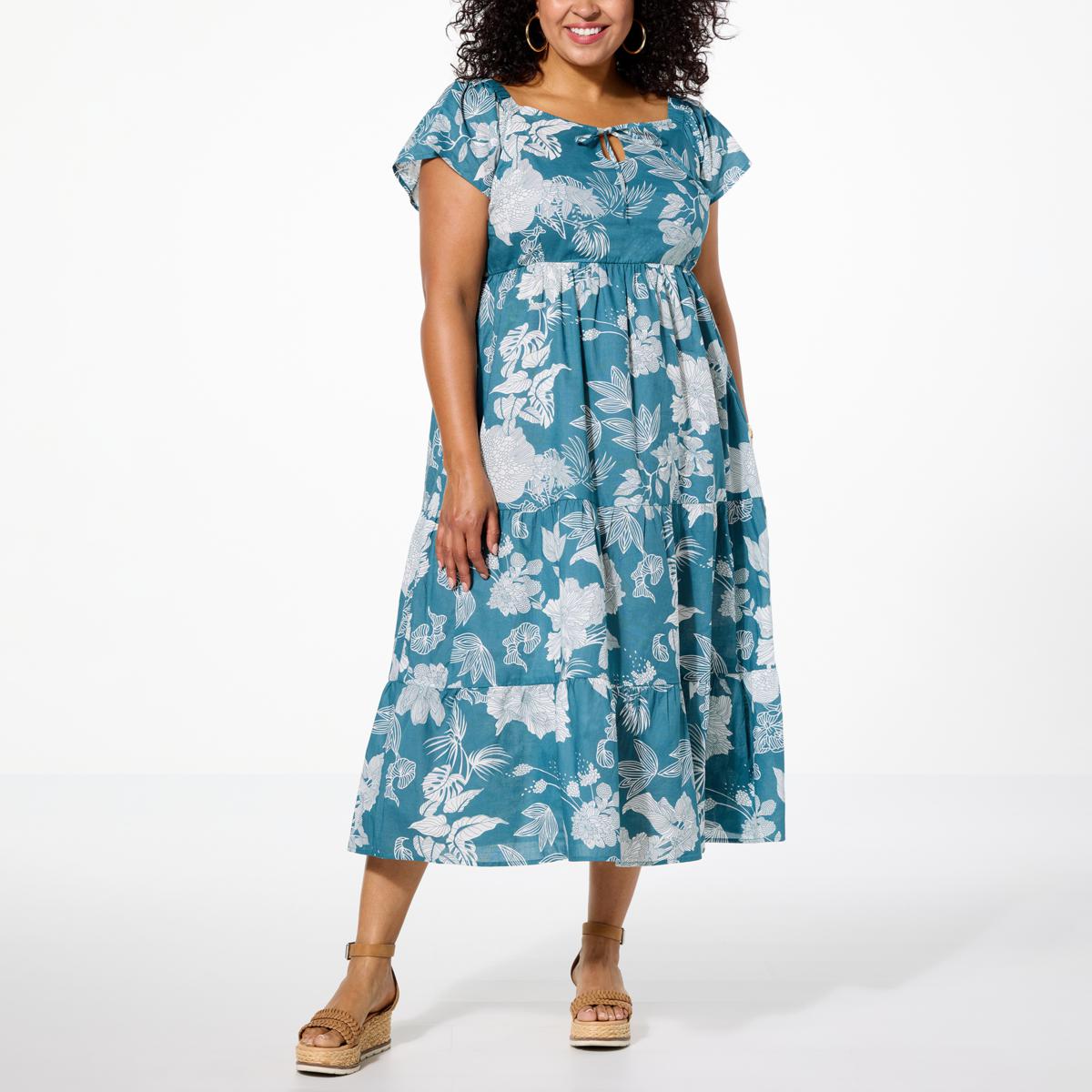 Antthony Printed Cotton Gauze Tiered Maxi Dress - 22654479 | HSN