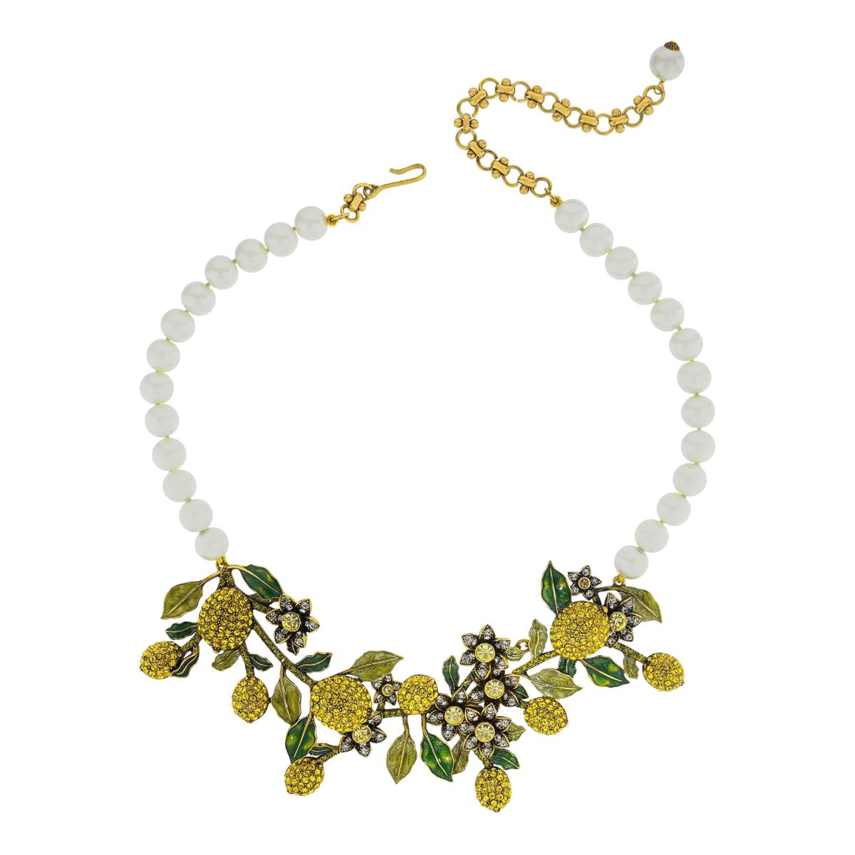 Heidi Daus Lemon Blossom Crystal and Enamel Bead Necklace 22658447 HSN