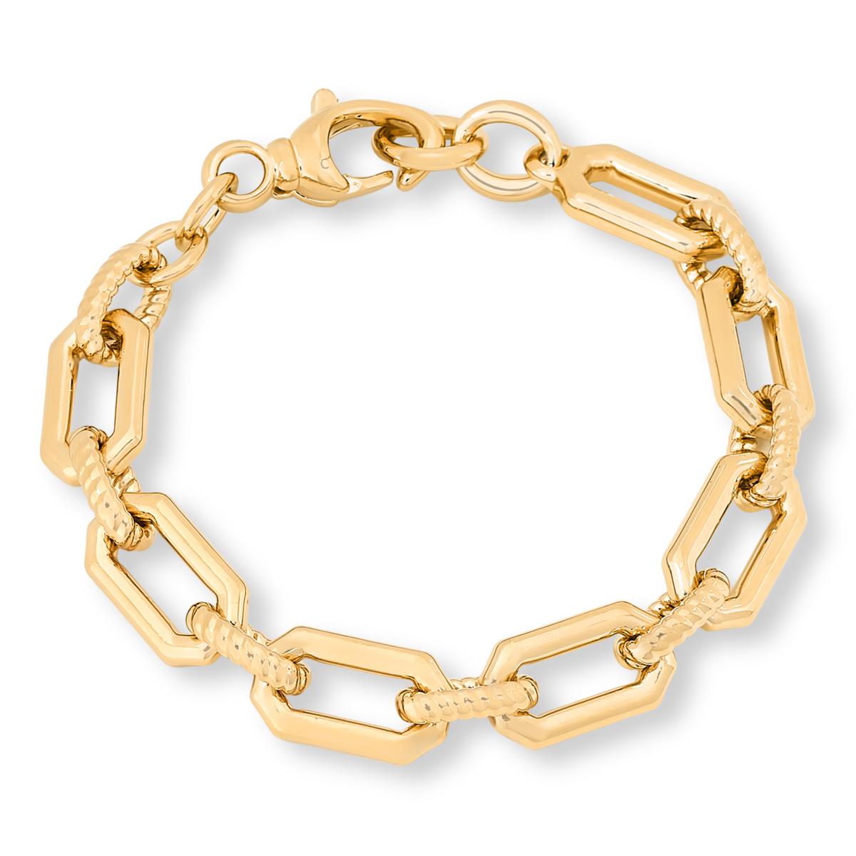 Soave Oro 14K Gold Electroform Torchon & Fancy Link Bracelet 23142561