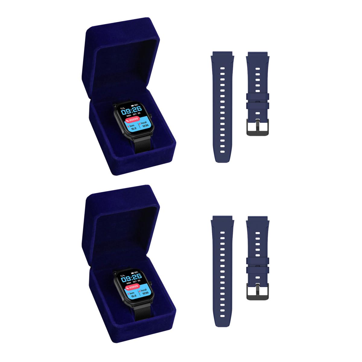 LetsFit E26 Black Bluetooth Smartwatch 2pack with Bands & Gift Boxes
