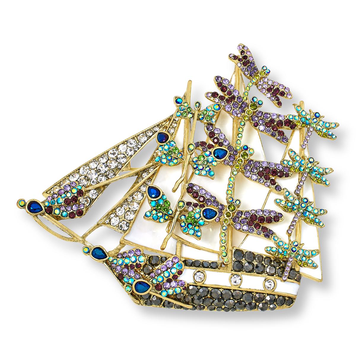 Heidi Daus Flying Colors on the Wind Crystal and Enamel Ship Pin ...