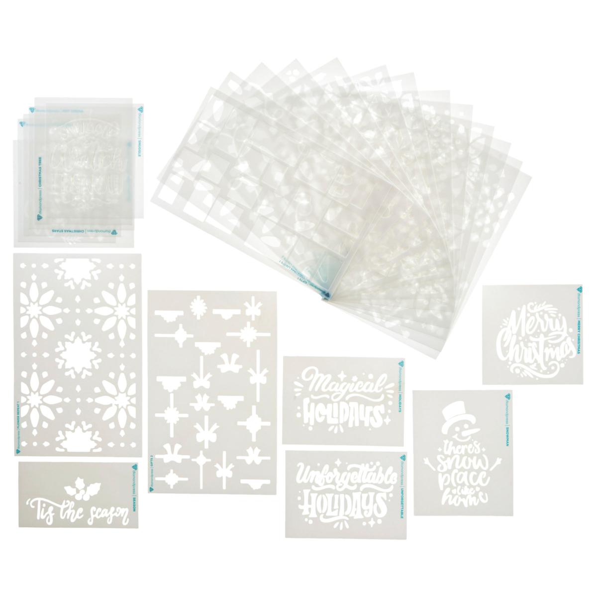 Diamond Press Christmas Stencil Set of 36 - 23262083 | HSN