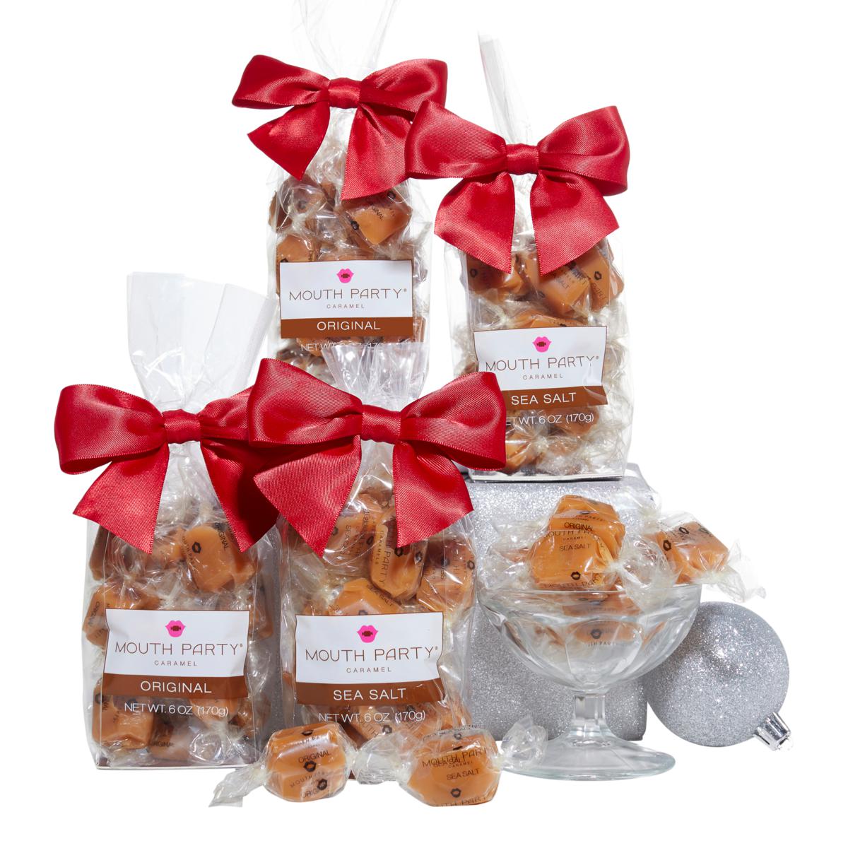 Mouth Party 4pack 6 oz. Original or Sea Salt Caramels 10093011 HSN