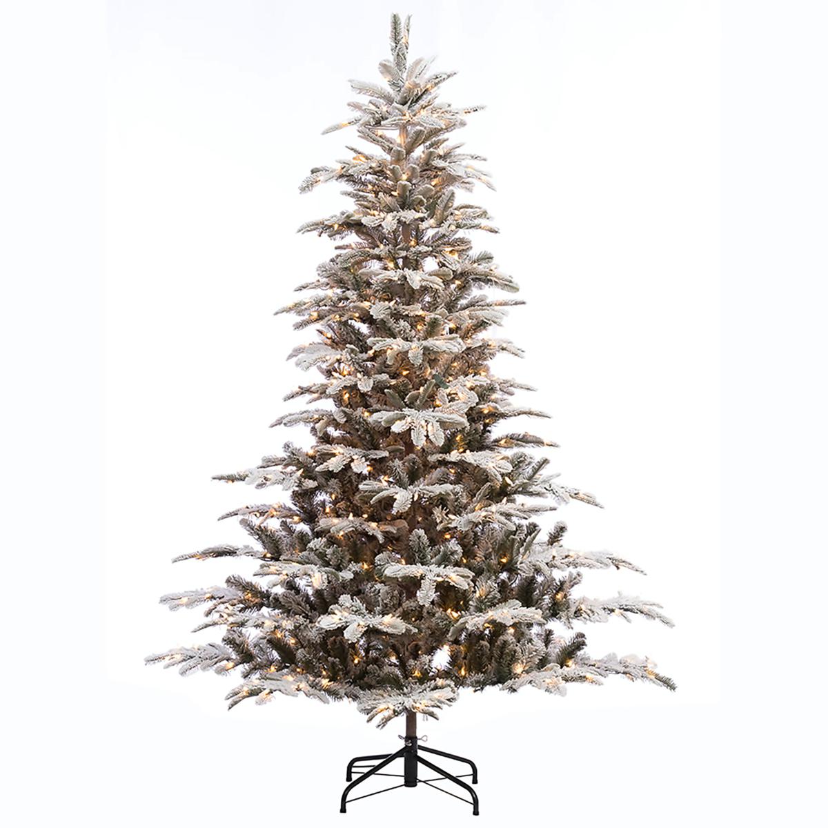 Puleo 71/2 ft. PreLit Arctic Fir Flocked Artificial Christmas Tree