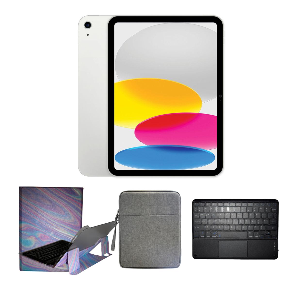 Apple iPad 10.9" 10th Gen Silver 256GB w/Keyboard & Carrying Bag