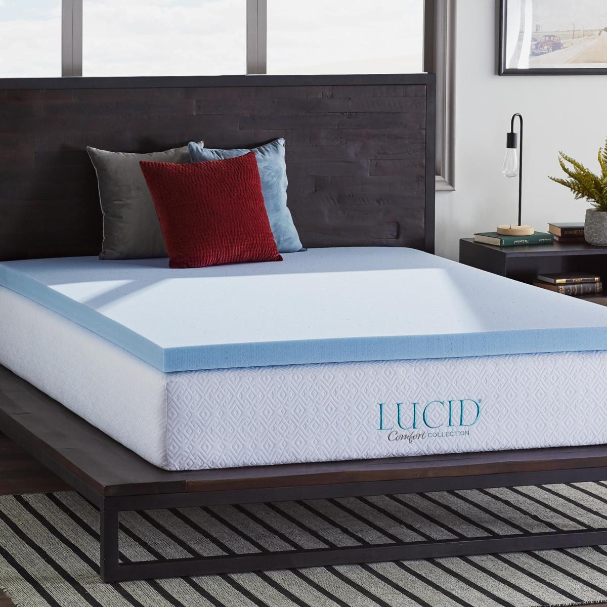 LUCID Comfort Collection 3" Gel Memory Foam Mattress Topper Queen