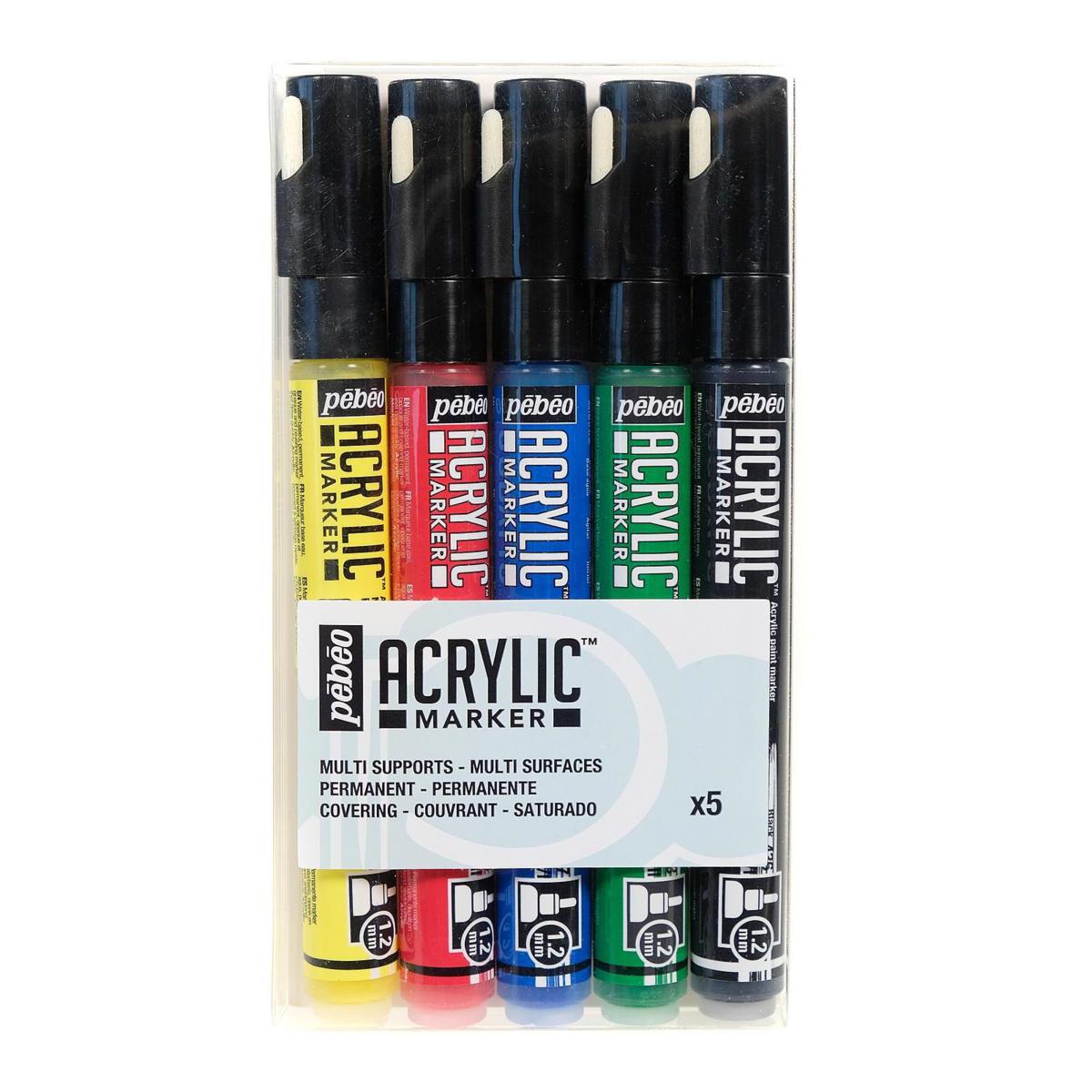 Pebeo Acrylic Marker Set of 5 Primary Colors - 9244484 | HSN