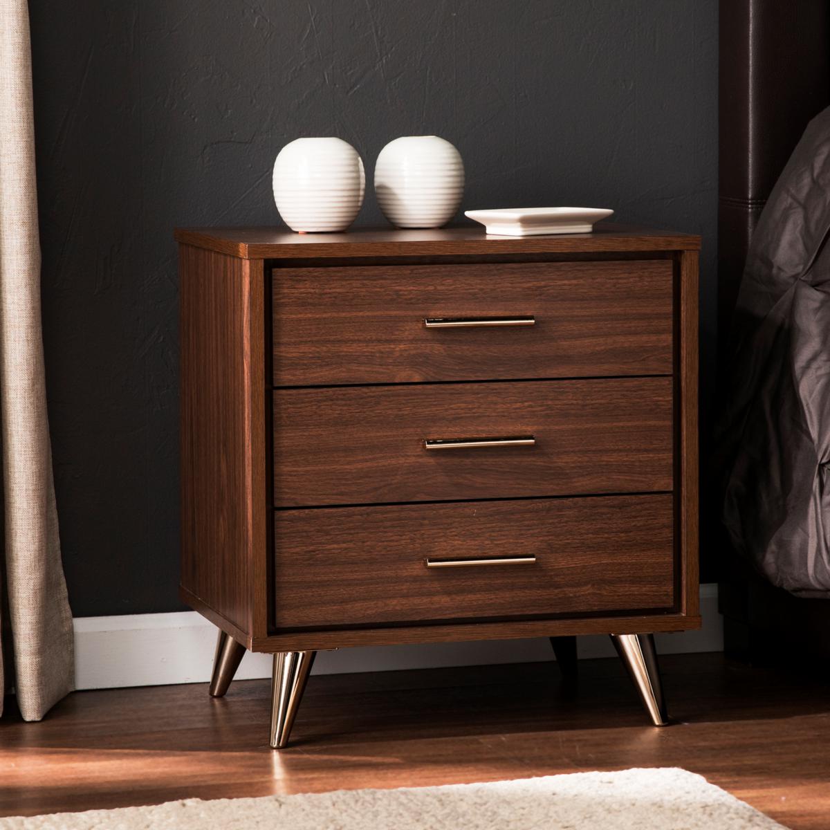 Southern Enterprises Ekstene Bedside Table - Walnut - 9248358 | HSN