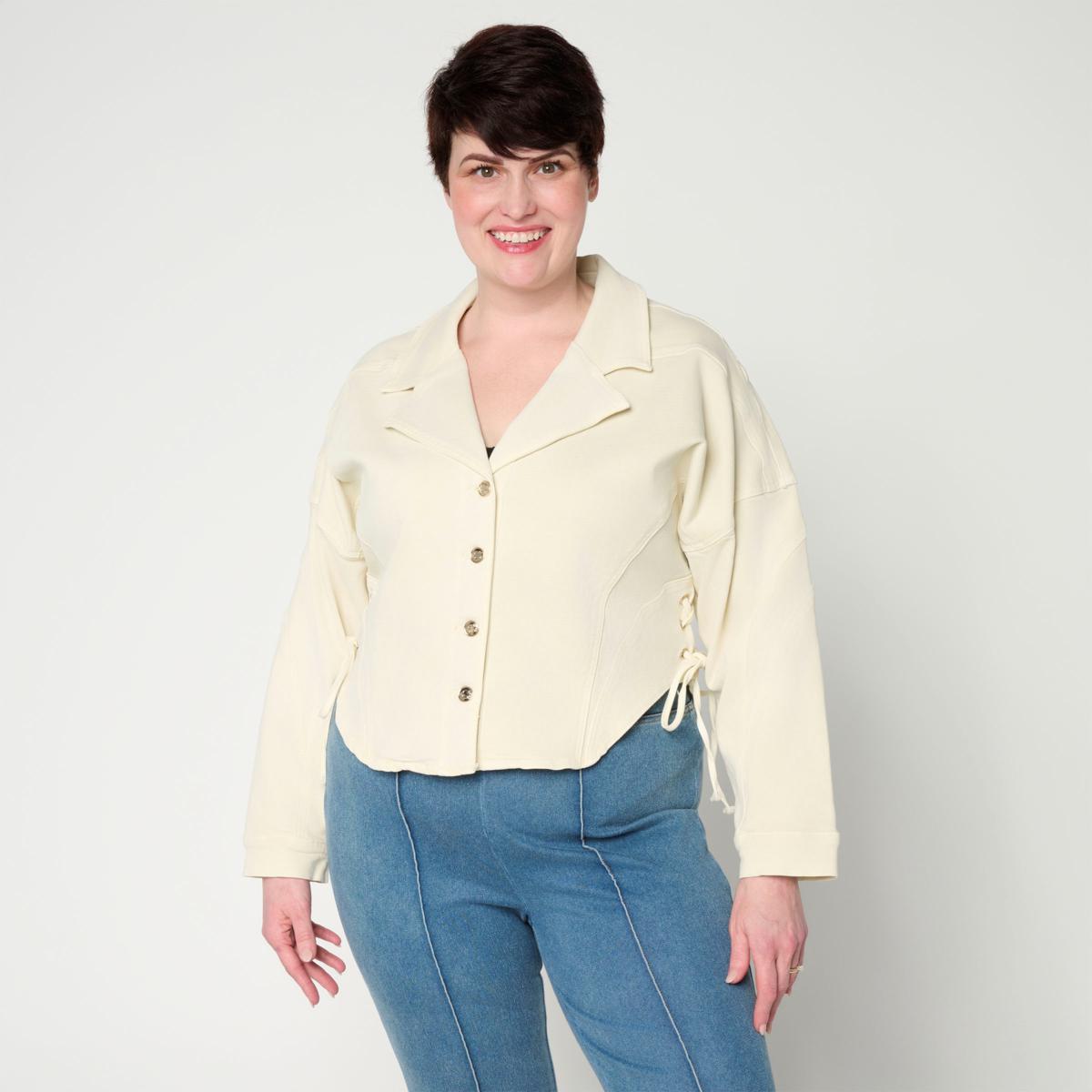 C Wonder Laced Up Detail Denim Jacket | HSN