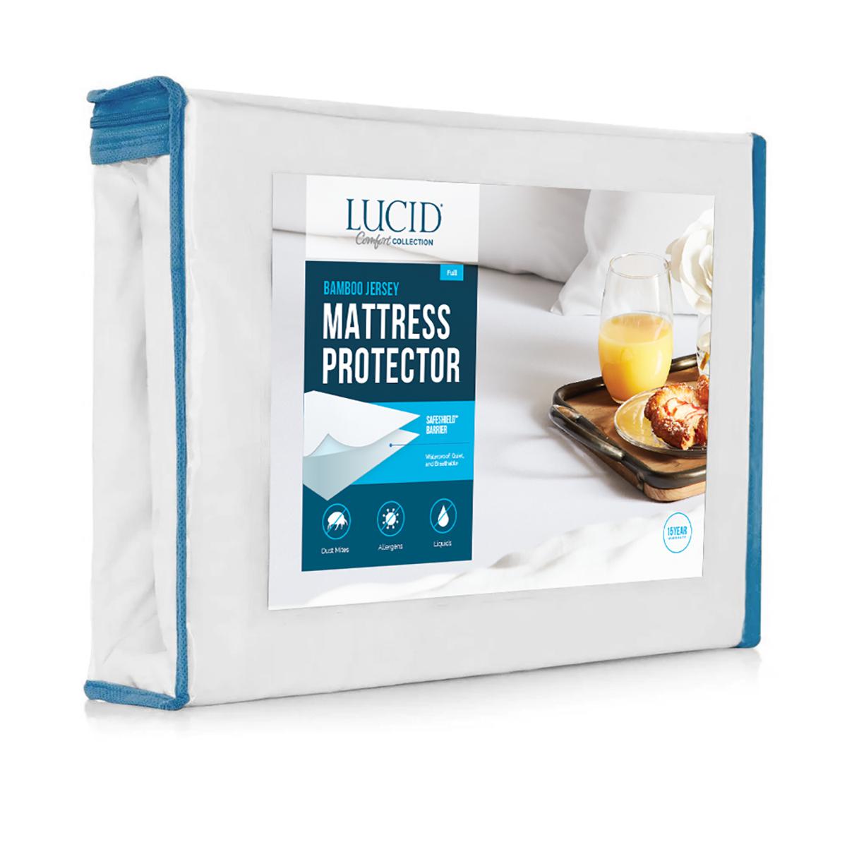 LUCID Comfort Collection Bamboo Jersey Mattress Protector Cal King