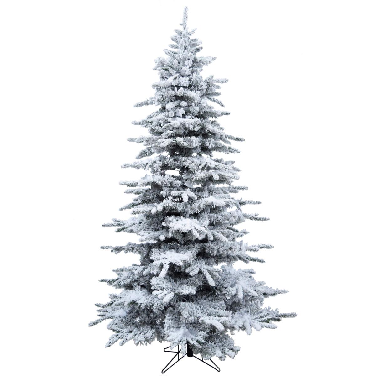 Christmas Time 7.5' Silverado Pine Flocked Slim Tree w Metal Stand