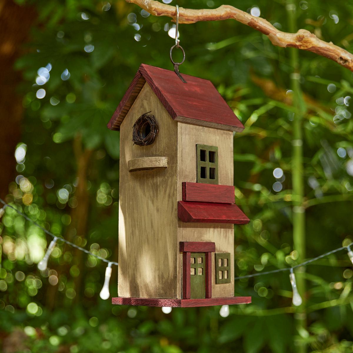 14.25"H Distressed Wood Cottage Decorative Outdoor Garden Birdhouse